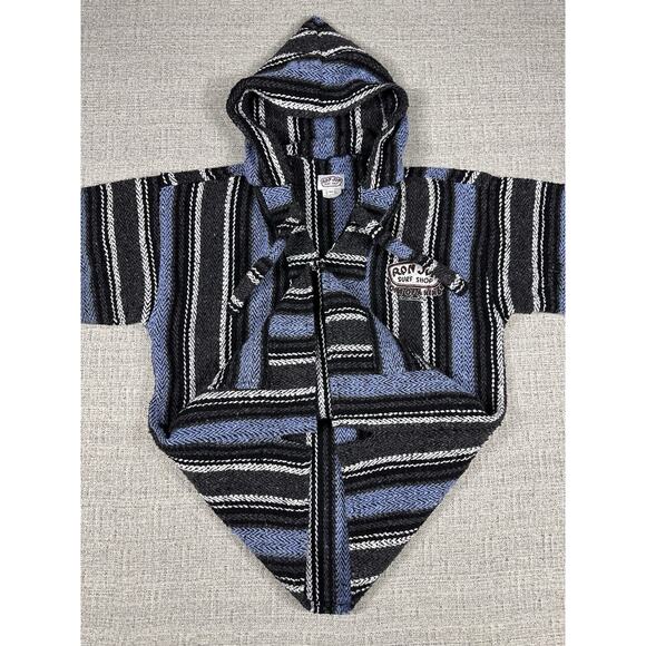 Ron Jon Surf Shop Pullover Hoodie Drug Rug Adult Sz Medium Blue Black Poncho EUC - Picture 5 of 10